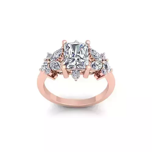 Emerald Diamond Ring 3d Model and Render  