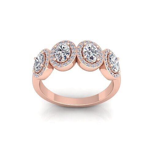 Oval Halo Diamond Ring 3d model and Render  3D print model