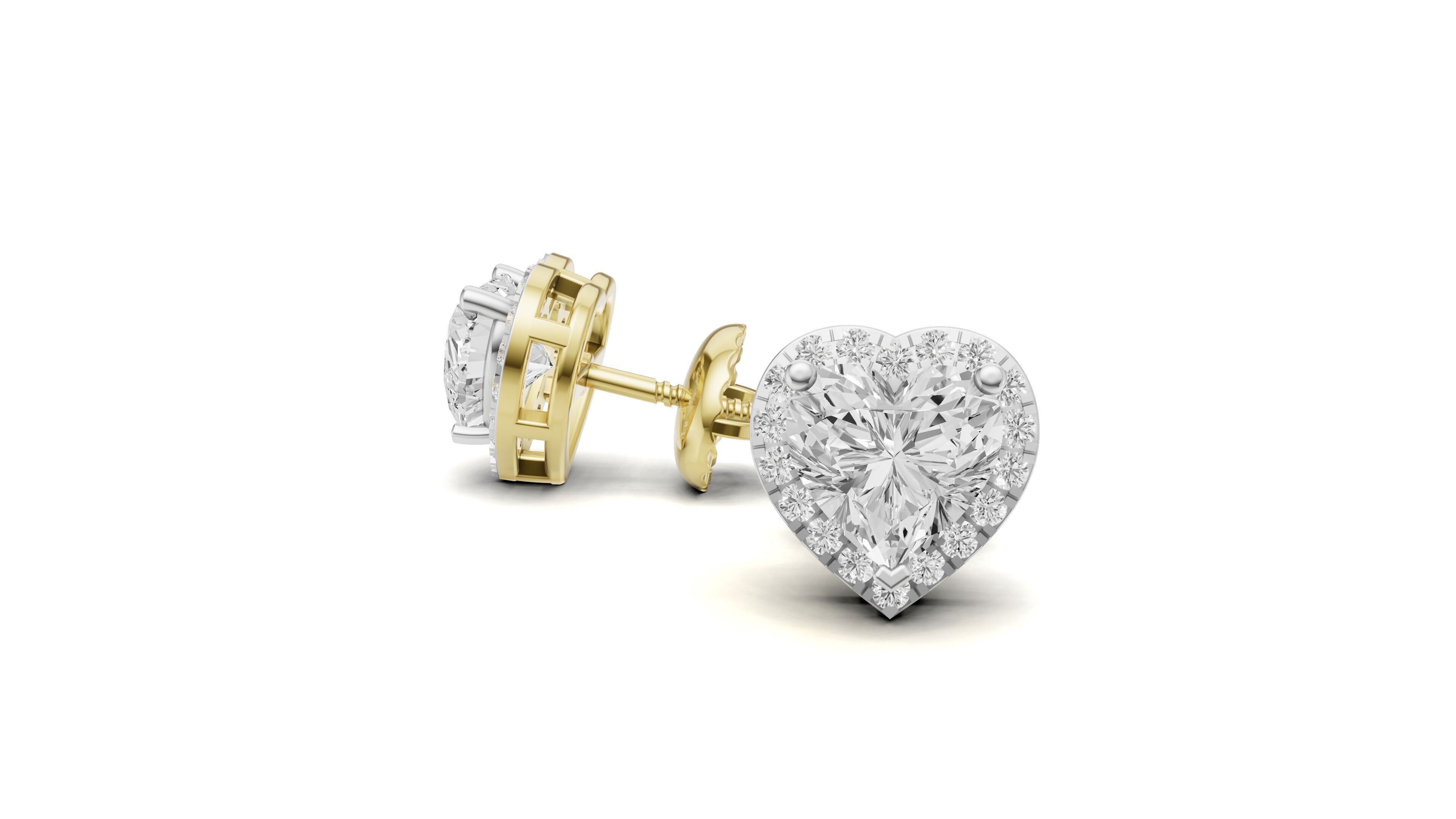 Heart Shape Pointer Diamond Stud Earrings 3D print model_8