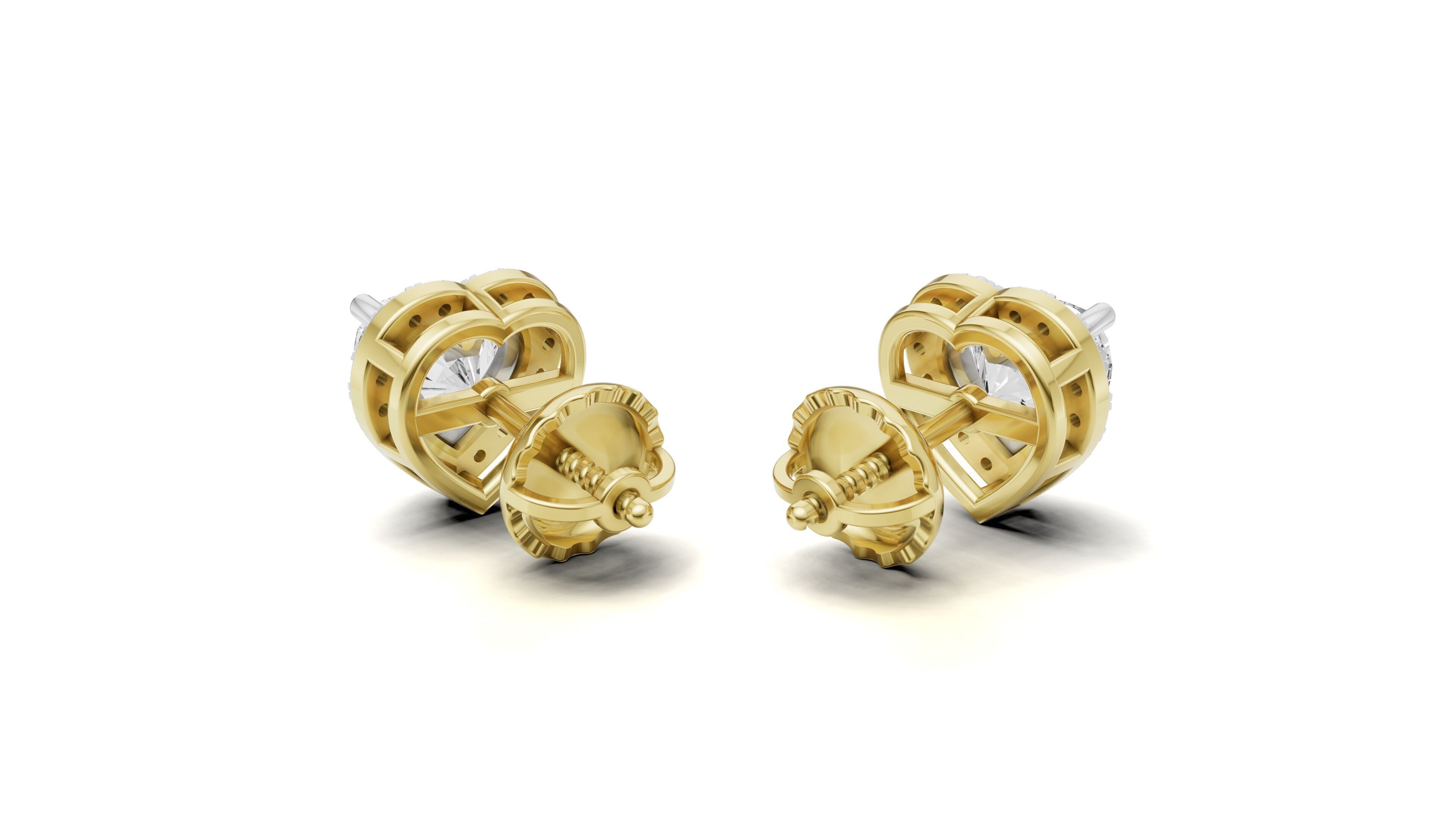 Heart Shape Pointer Diamond Stud Earrings 3D print model_14