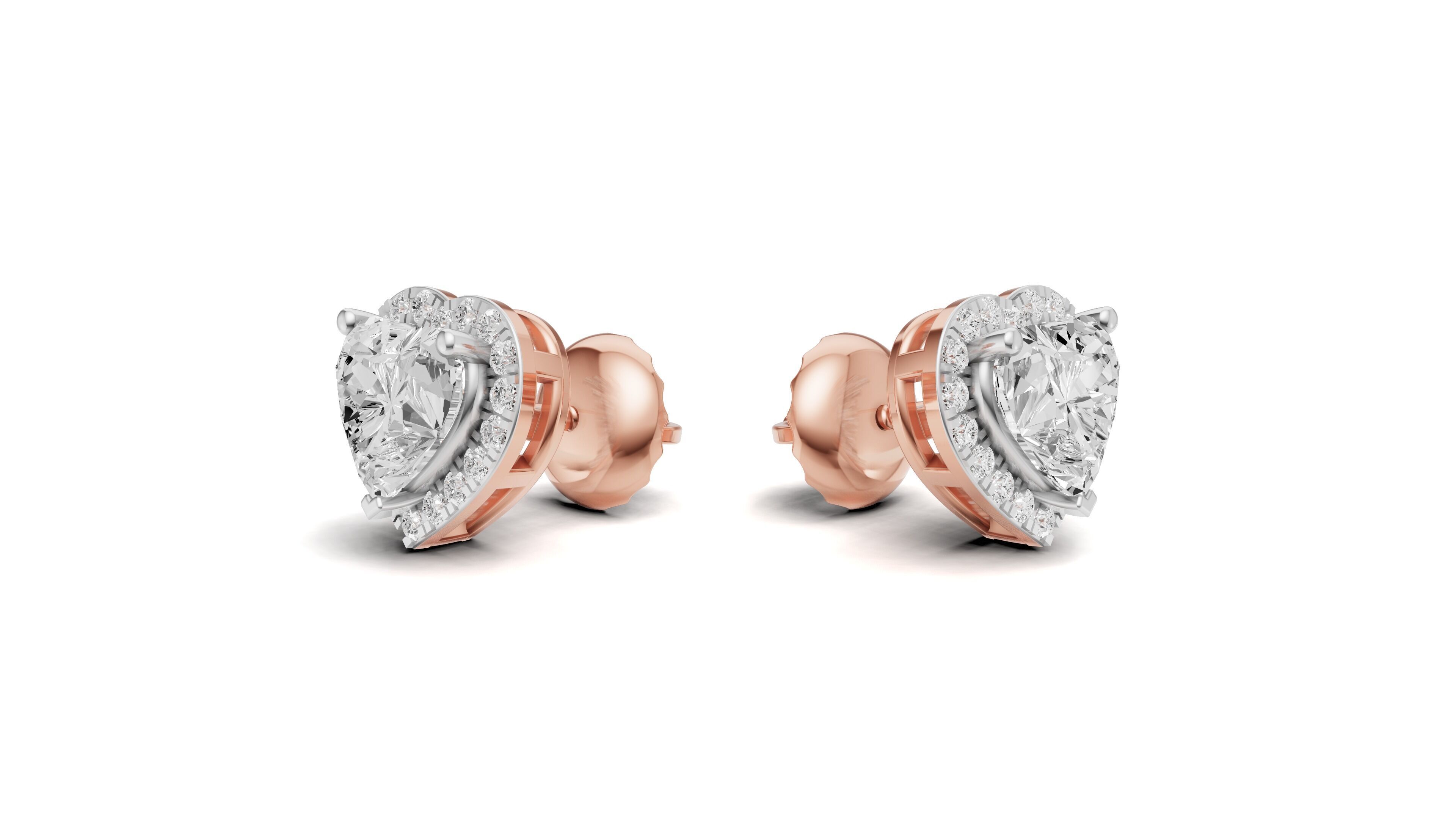 Heart Shape Pointer Diamond Stud Earrings 3D print model_10