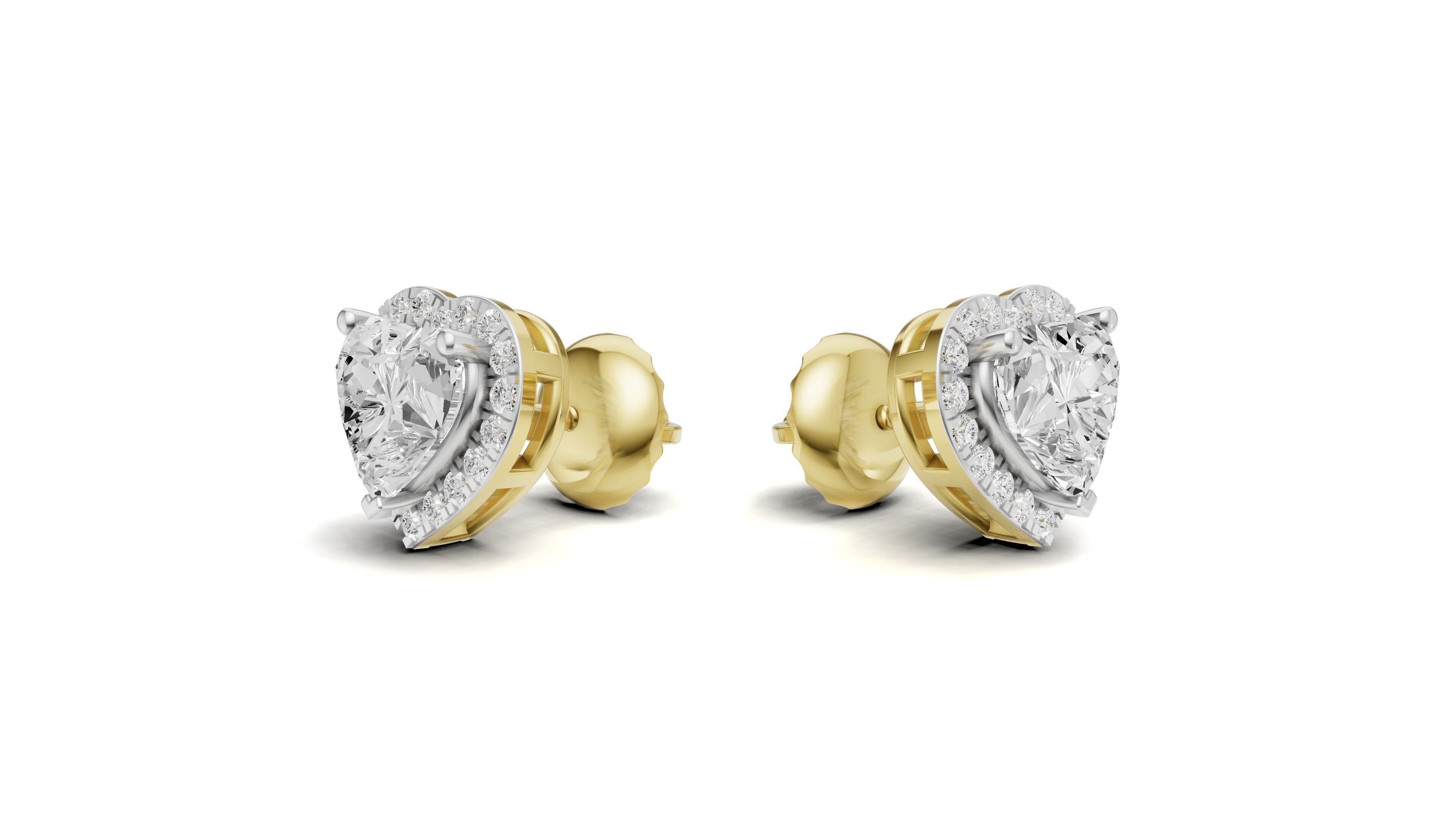 Heart Shape Pointer Diamond Stud Earrings 3D print model_9