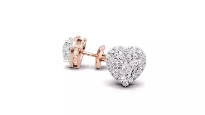 Heart Shape Pointer Diamond Stud Earrings