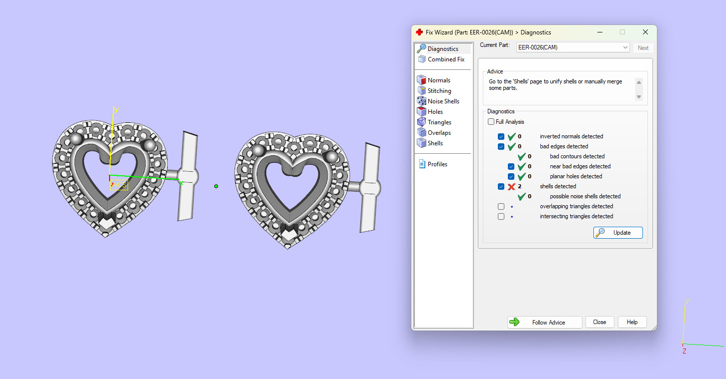 Heart Shape Pointer Diamond Stud Earrings 3D print model_18
