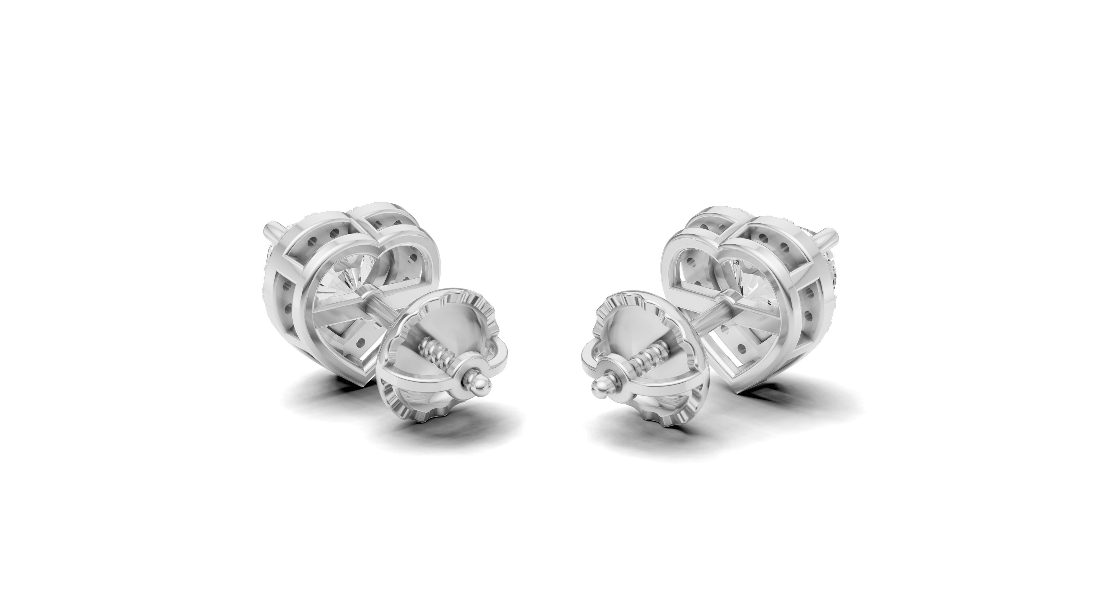 Heart Shape Pointer Diamond Stud Earrings 3D print model_12