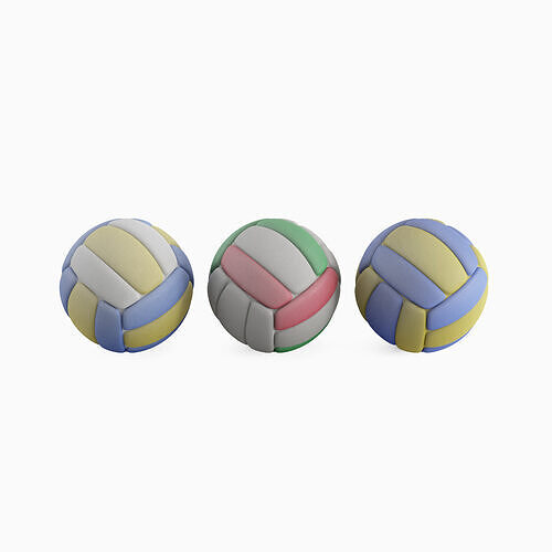 Leather Volleyball Ball Set 3D model