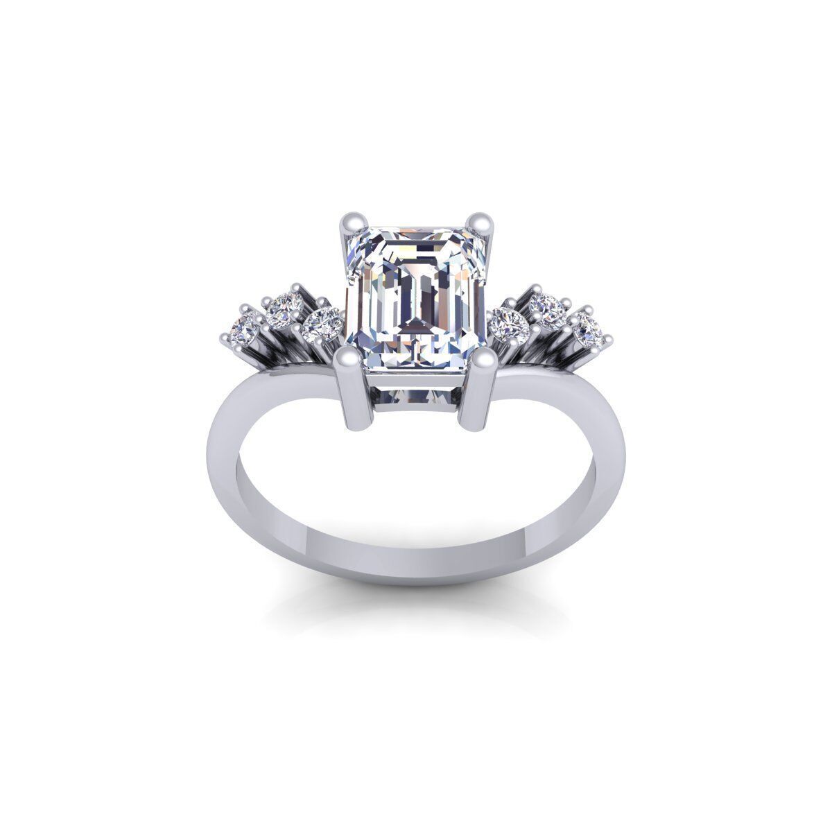 Emerald Fancy Diamond Ring 3d Model and Render 3D print model_2