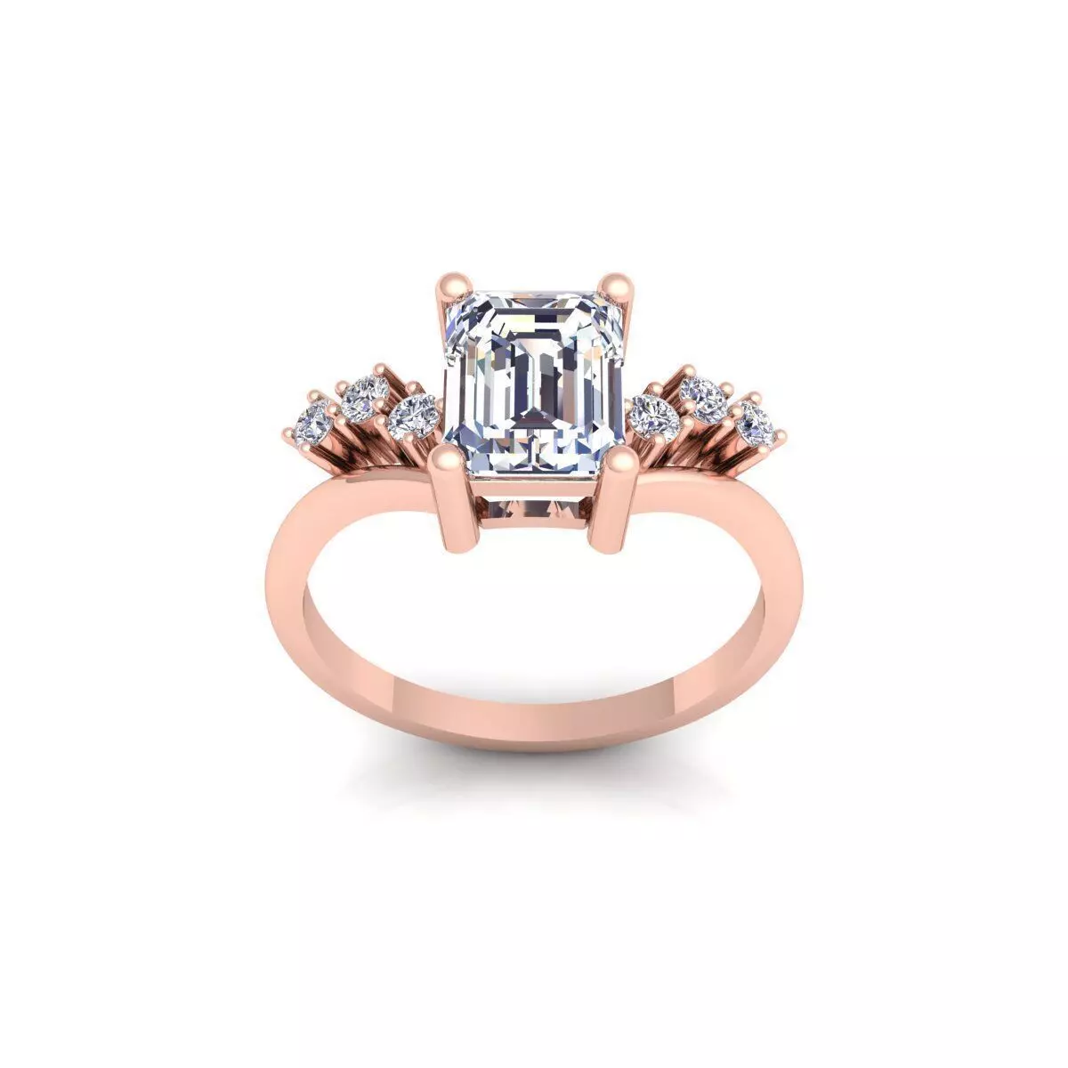 Emerald Fancy Diamond Ring 3d Model and Render 3D print model_0