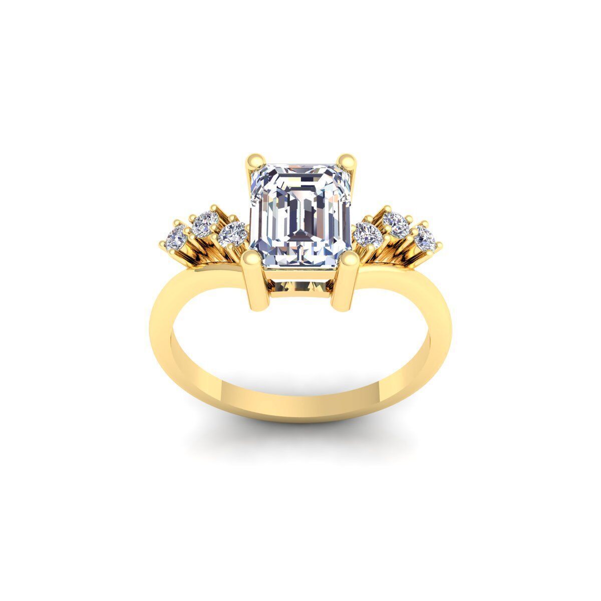 Emerald Fancy Diamond Ring 3d Model and Render 3D print model_1