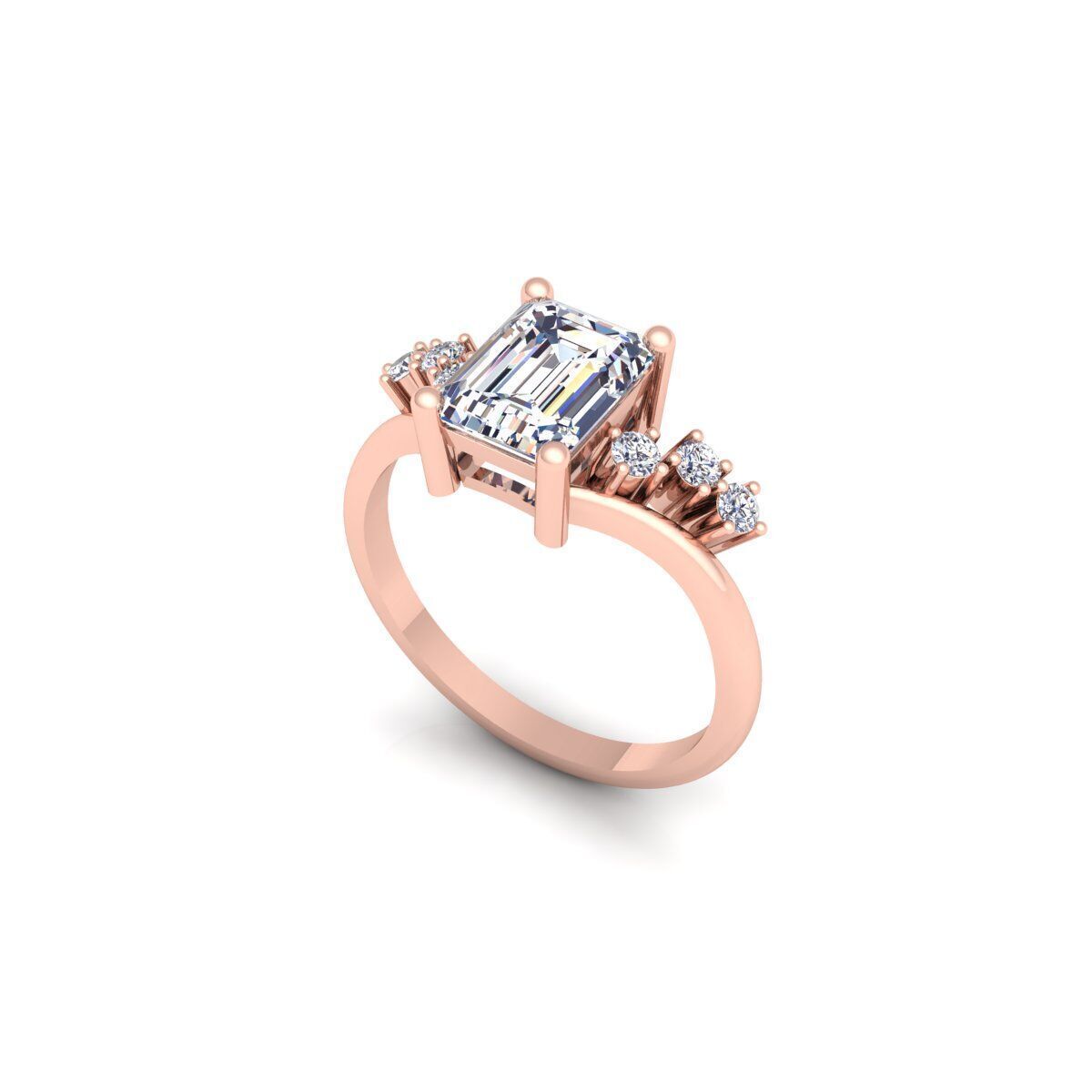 Emerald Fancy Diamond Ring 3d Model and Render 3D print model_10