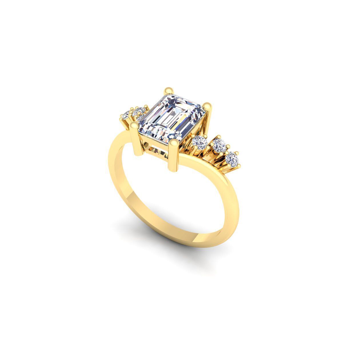 Emerald Fancy Diamond Ring 3d Model and Render 3D print model_9