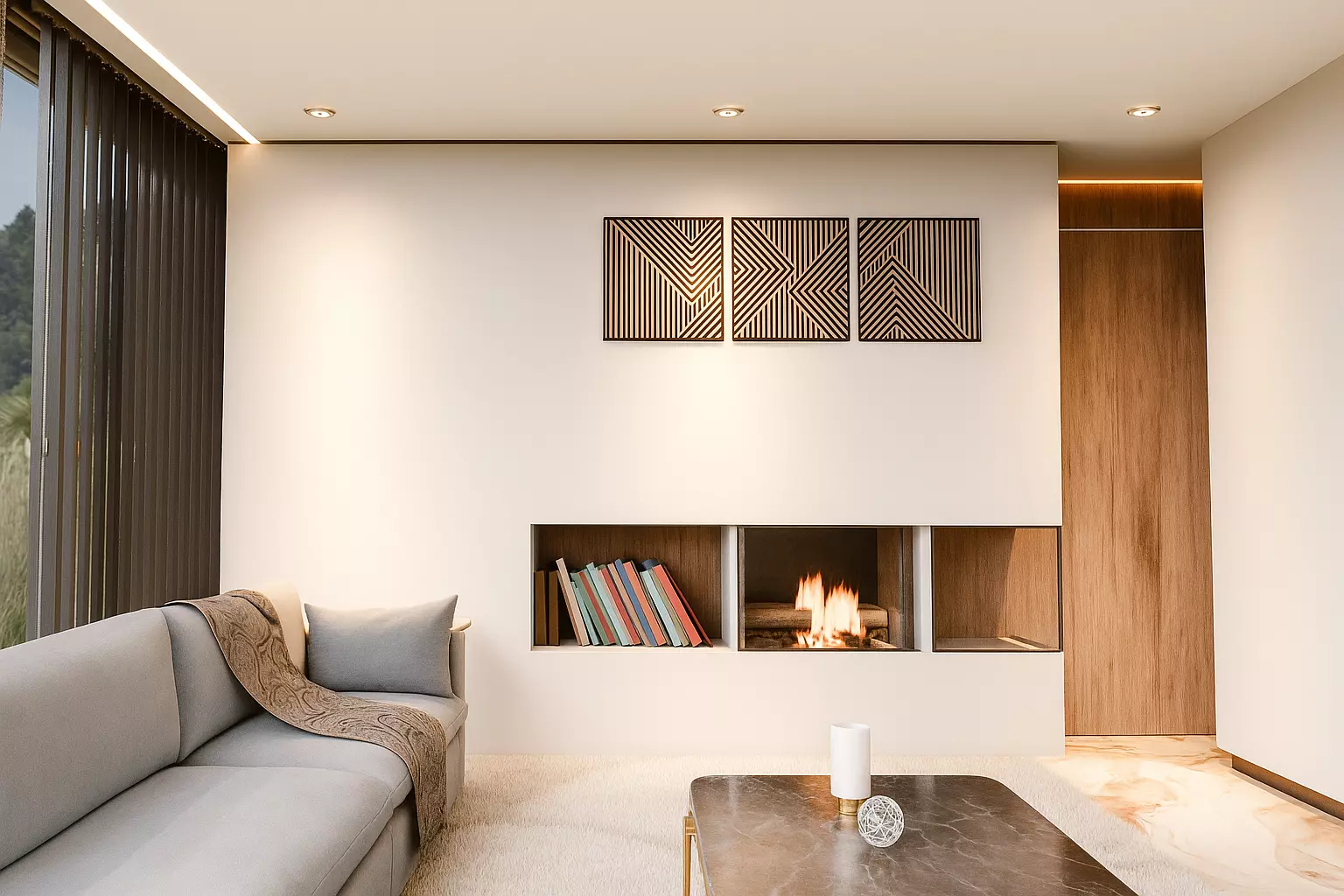 Modern Minimal Living Room 3D model_0