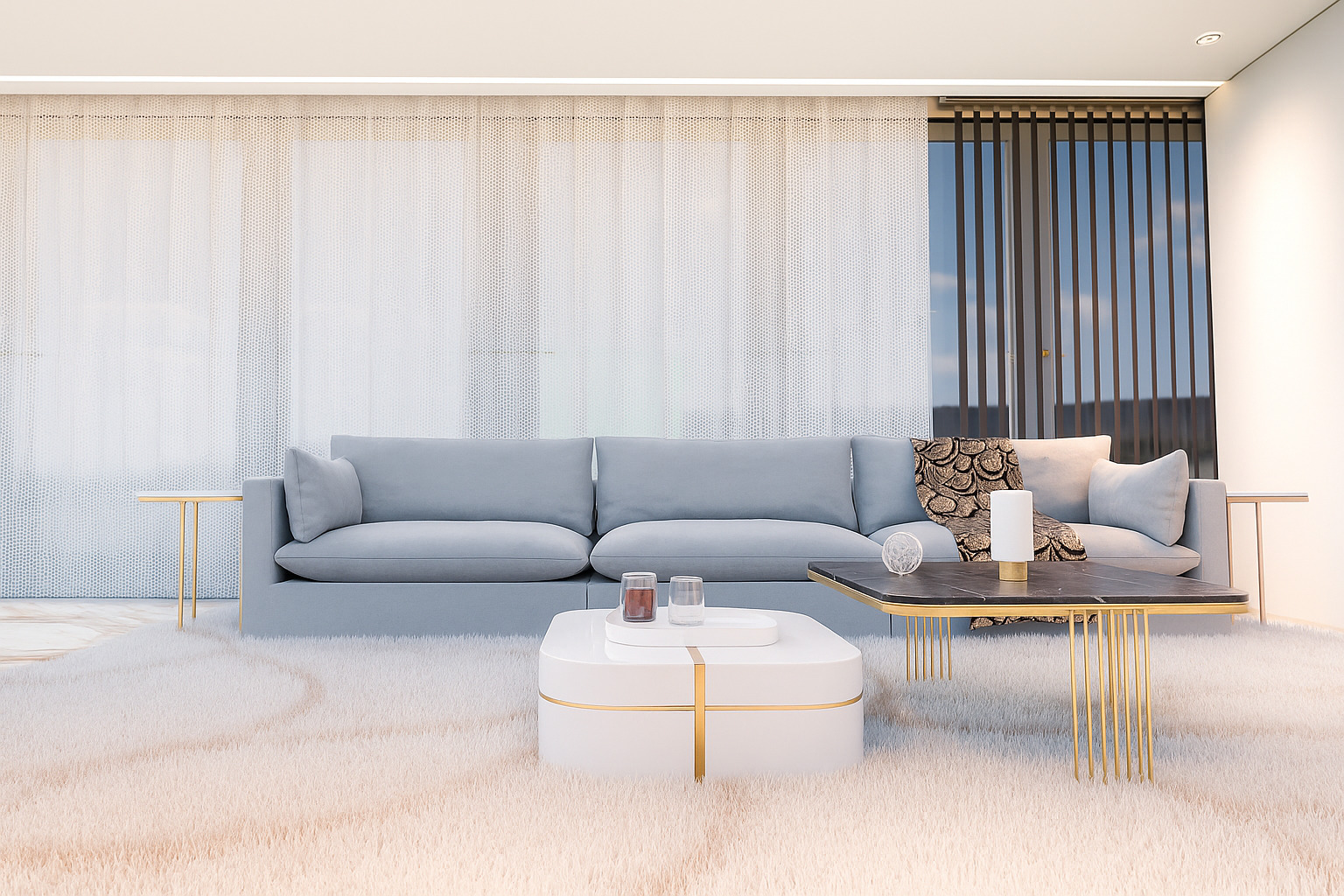 Modern Minimal Living Room 3D model_2