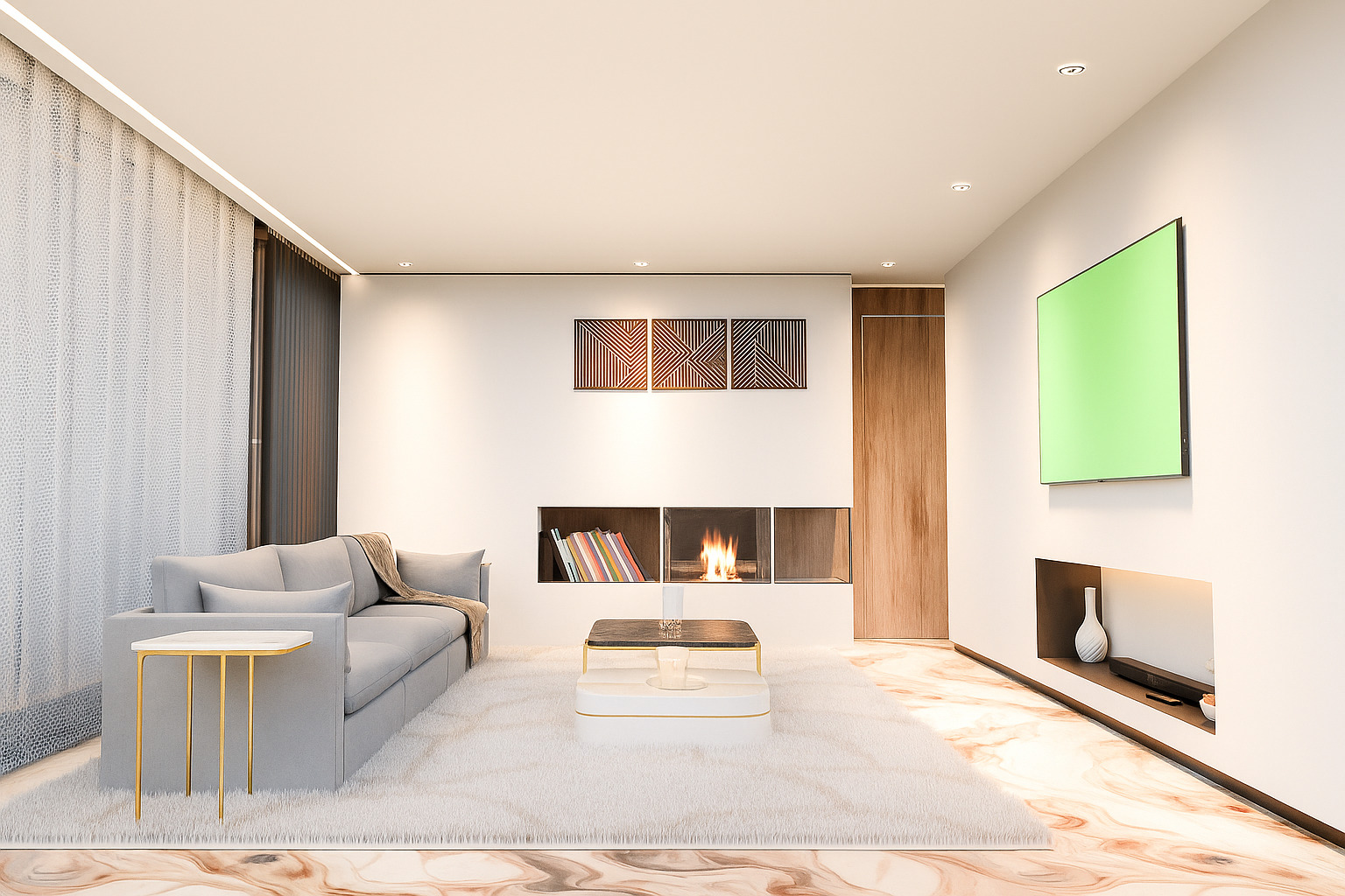 Modern Minimal Living Room 3D model_5