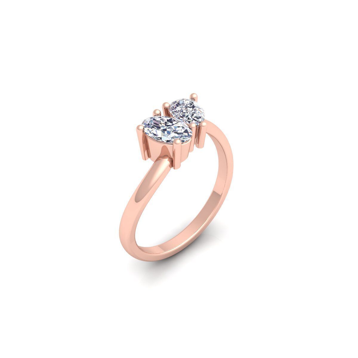 2 Stone Diamond Ring 3d Model and Render 3D print model_7