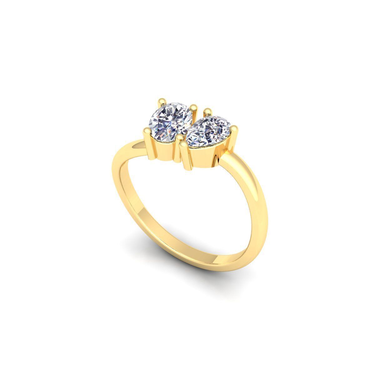 2 Stone Diamond Ring 3d Model and Render 3D print model_9