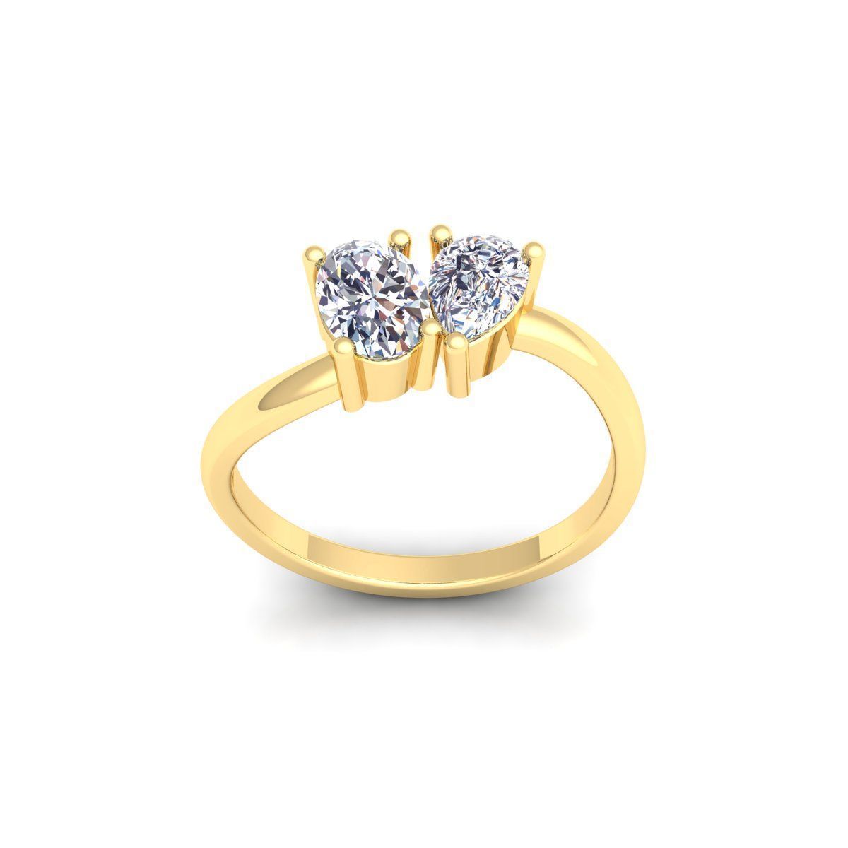 2 Stone Diamond Ring 3d Model and Render 3D print model_1