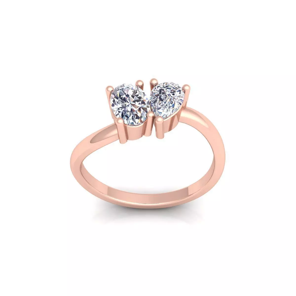 2 Stone Diamond Ring 3d Model and Render 3D print model_0