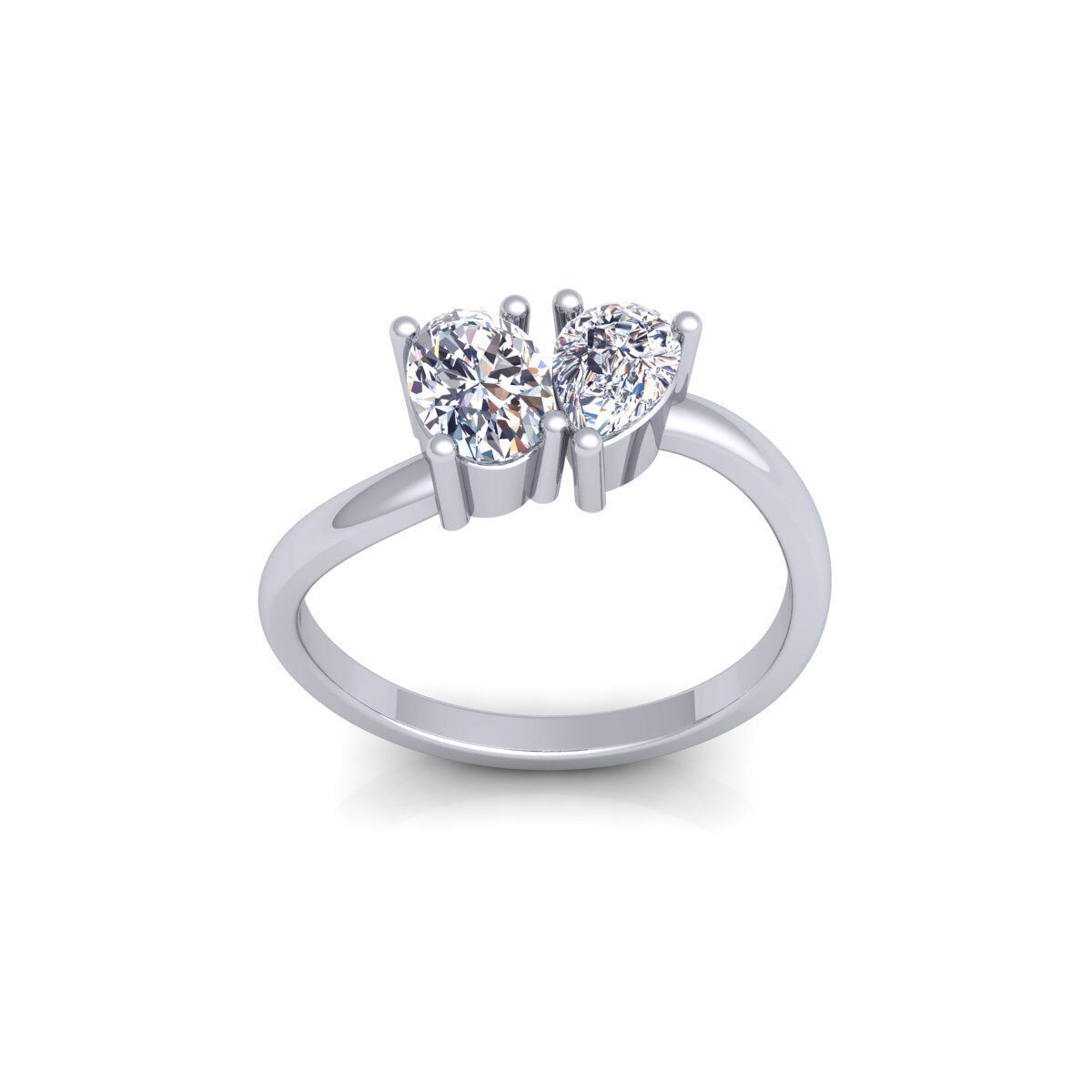 2 Stone Diamond Ring 3d Model and Render 3D print model_2
