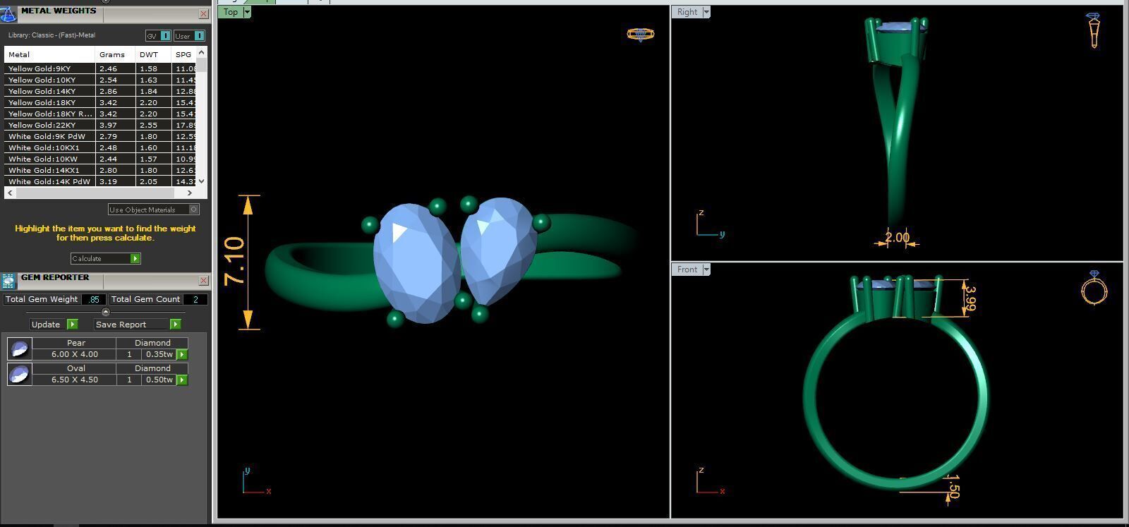 2 Stone Diamond Ring 3d Model and Render 3D print model_12