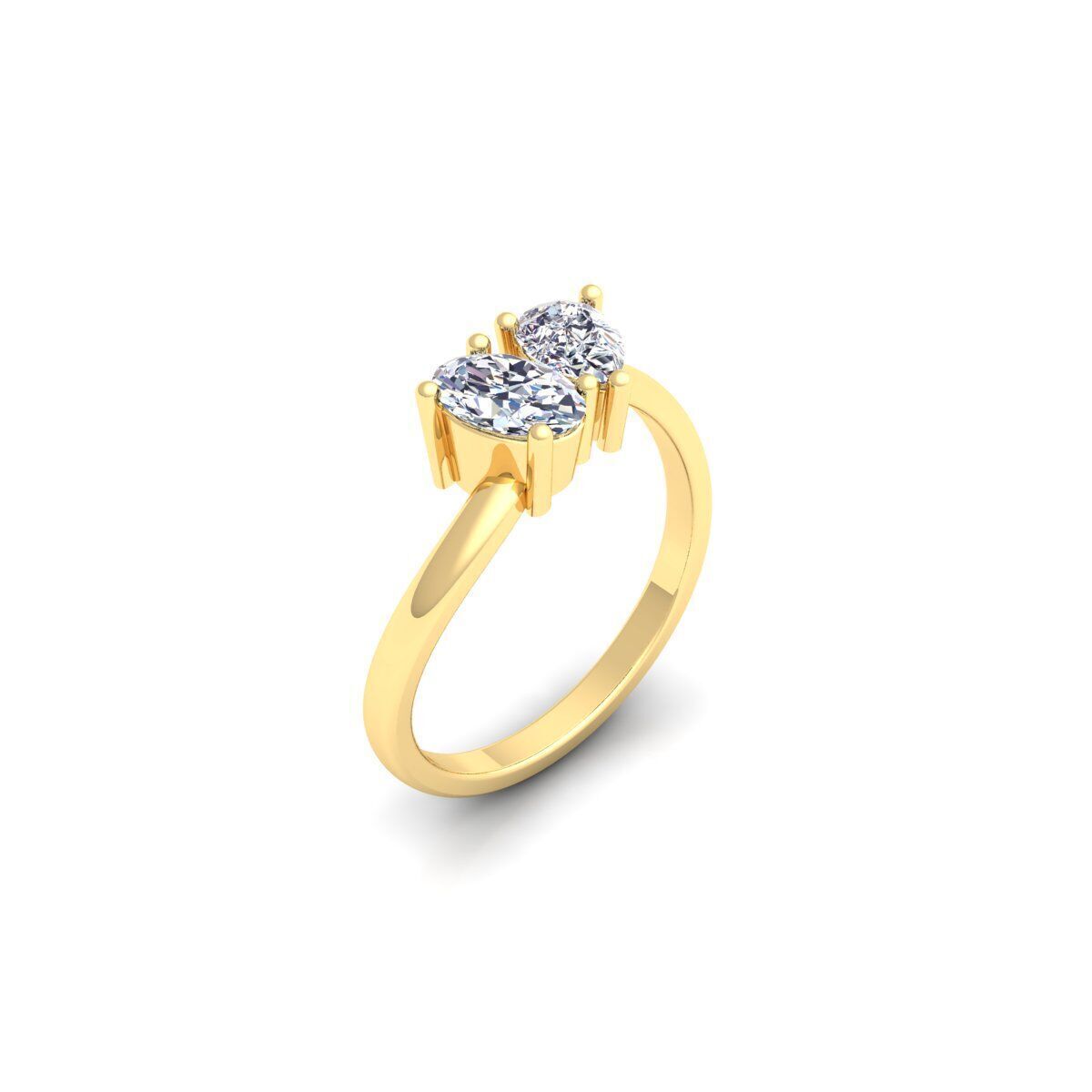 2 Stone Diamond Ring 3d Model and Render 3D print model_6