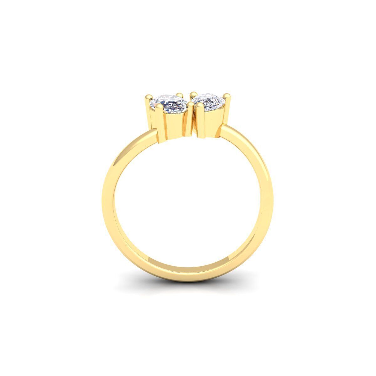 2 Stone Diamond Ring 3d Model and Render 3D print model_3