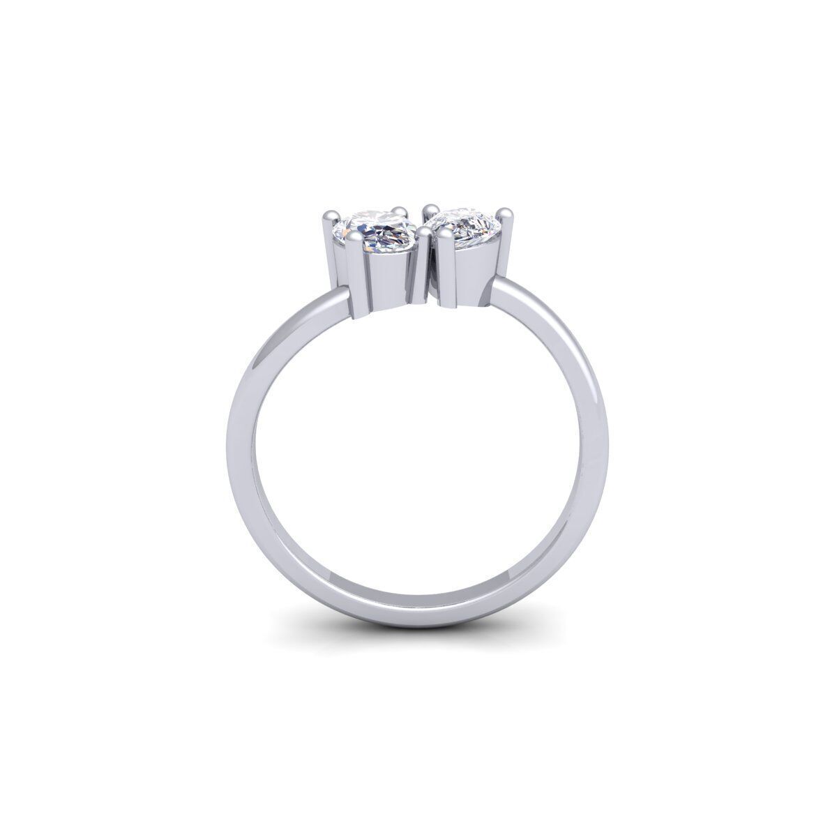 2 Stone Diamond Ring 3d Model and Render 3D print model_5