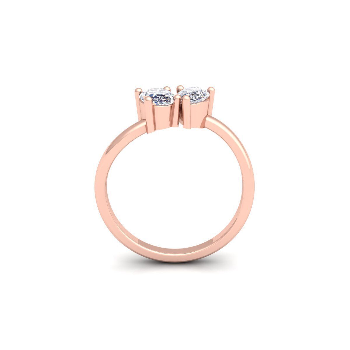 2 Stone Diamond Ring 3d Model and Render 3D print model_4