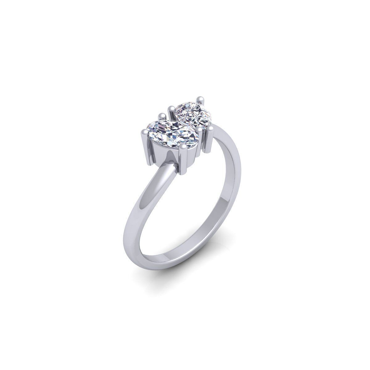 2 Stone Diamond Ring 3d Model and Render 3D print model_8