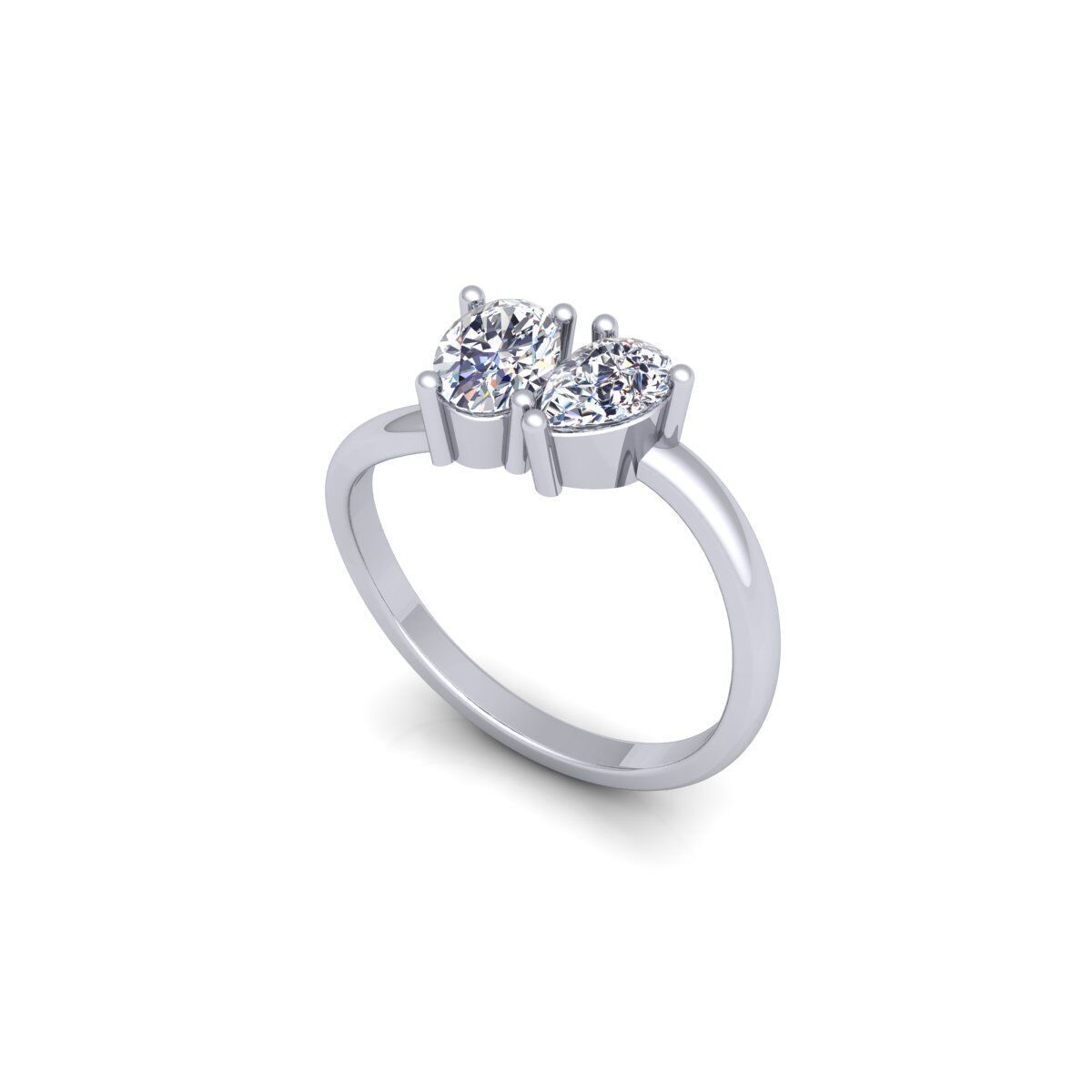 2 Stone Diamond Ring 3d Model and Render 3D print model_11