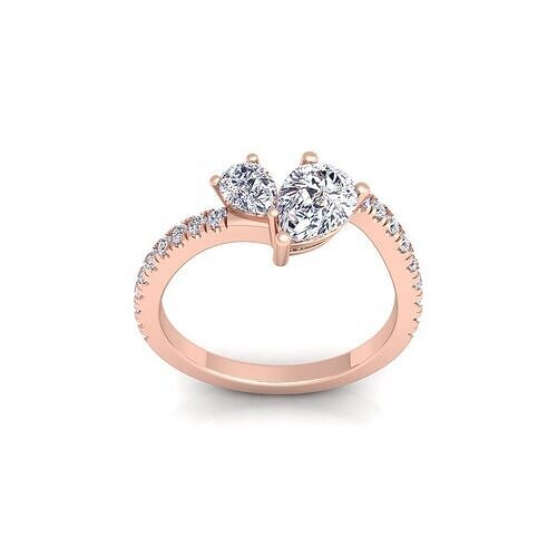2 Stone Diamond Ring 3d model and Render  3D print model