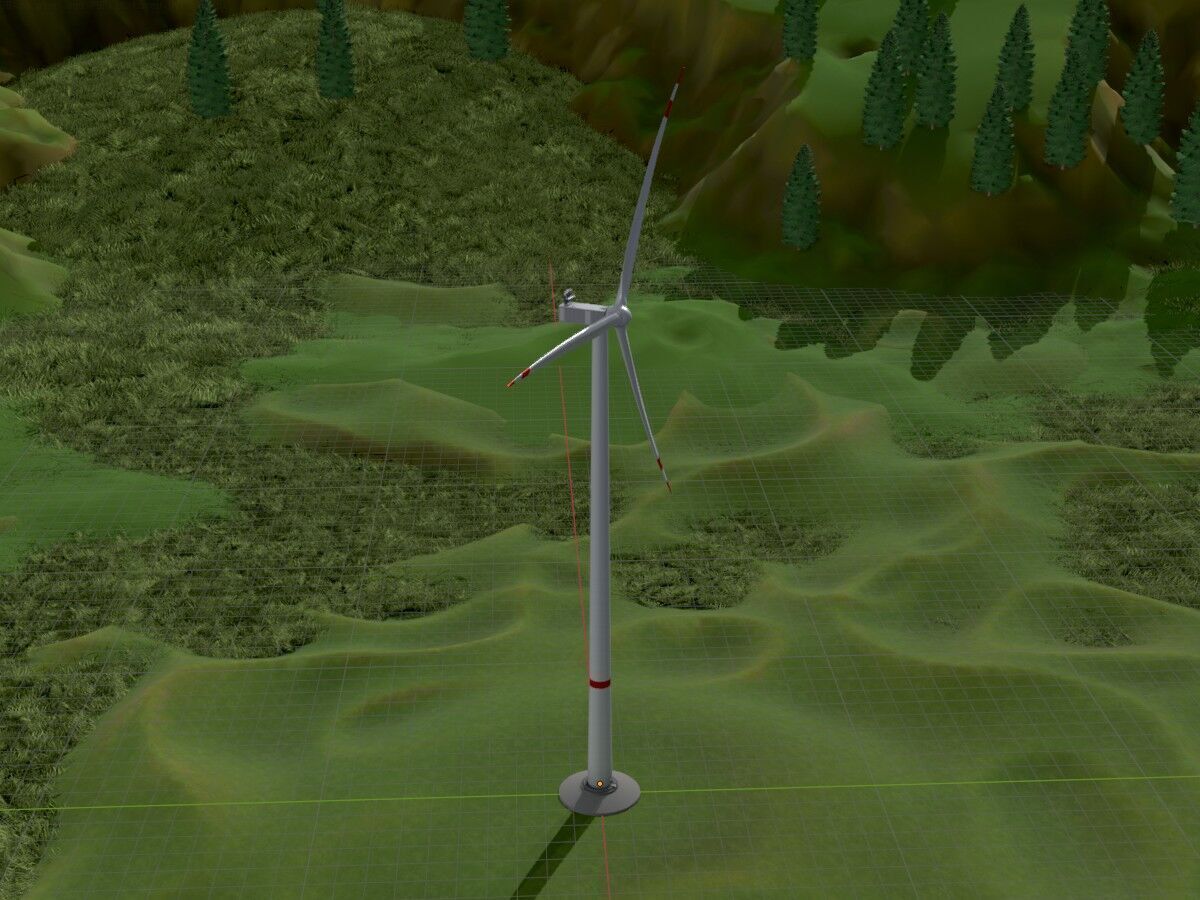 Wind turbine V1 H-175 RD 172 m Animation and Foundation Low-poly 3D model_17