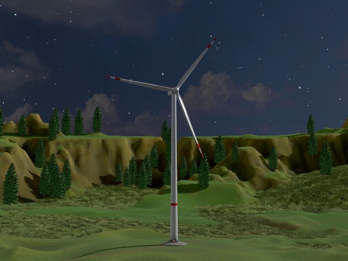 Wind turbine V1 H-175 RD 172 m Animation and Foundation Low-poly 3D model_5