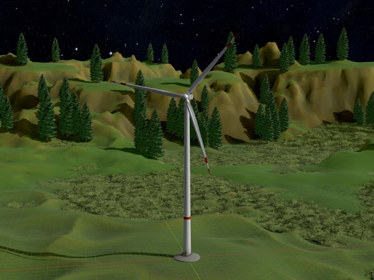 Wind turbine V1 H-175 RD 172 m Animation and Foundation Low-poly 3D model_18