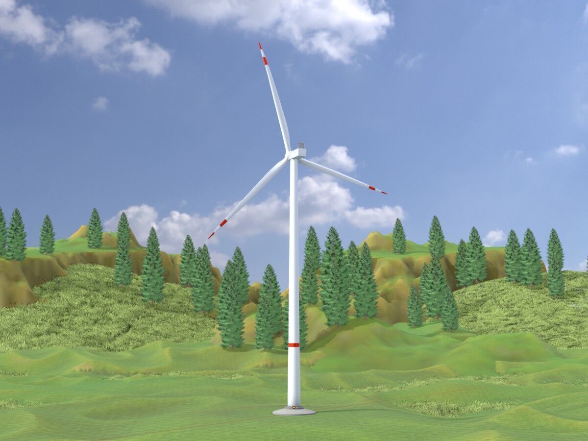 Wind turbine V1 H-175 RD 172 m Animation and Foundation Low-poly 3D model_3