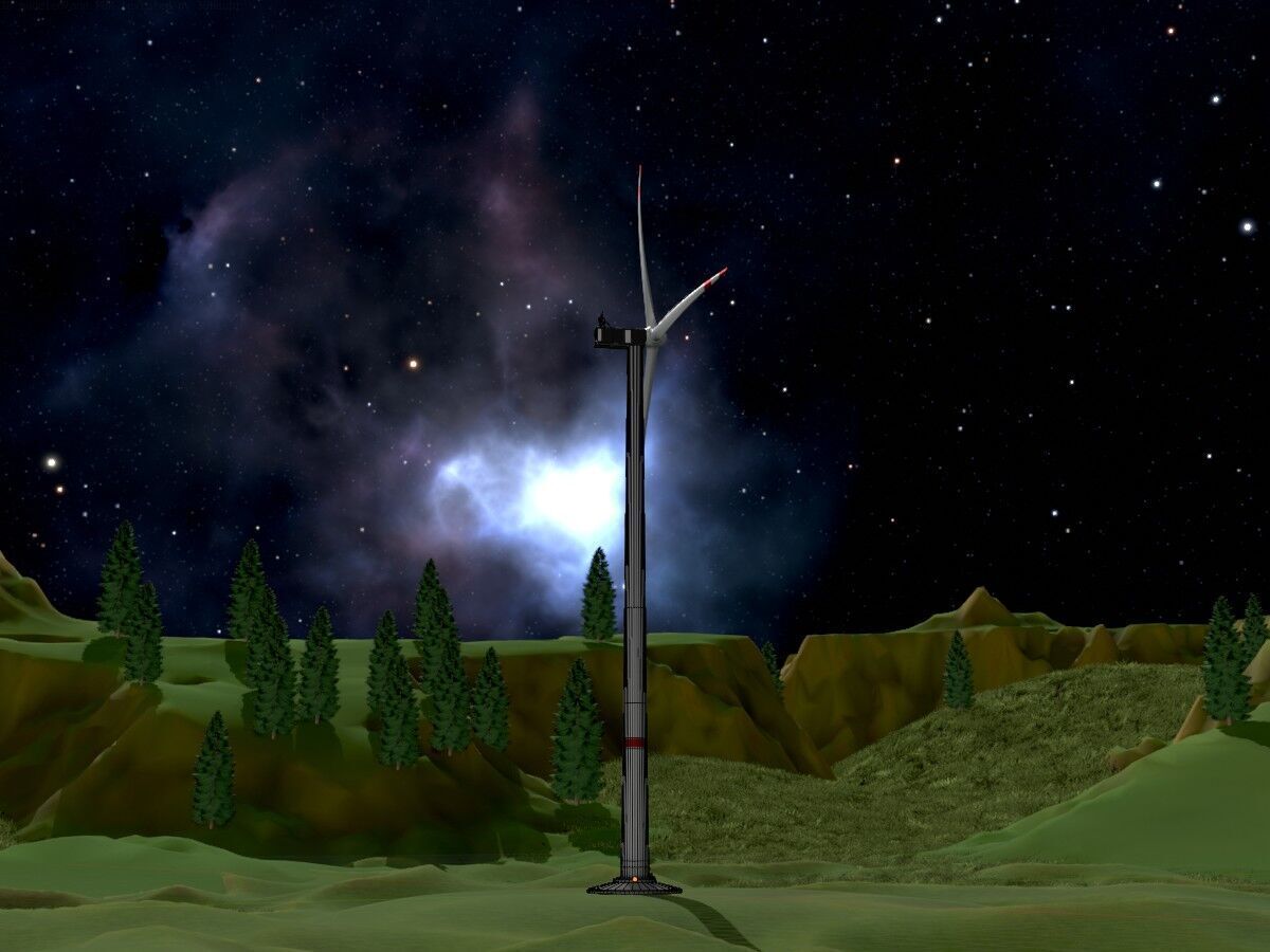 Wind turbine V1 H-175 RD 172 m Animation and Foundation Low-poly 3D model_8