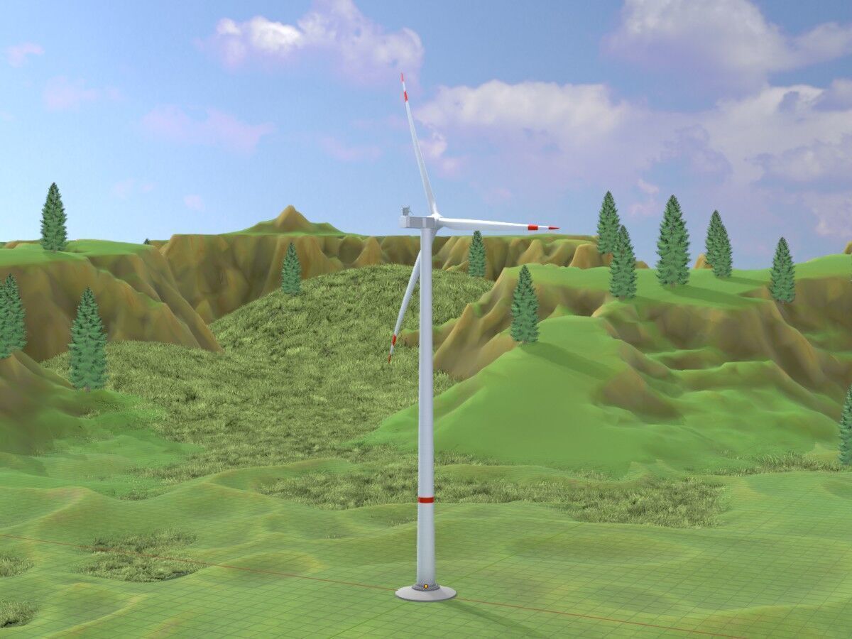 Wind turbine V1 H-175 RD 172 m Animation and Foundation Low-poly 3D model_16