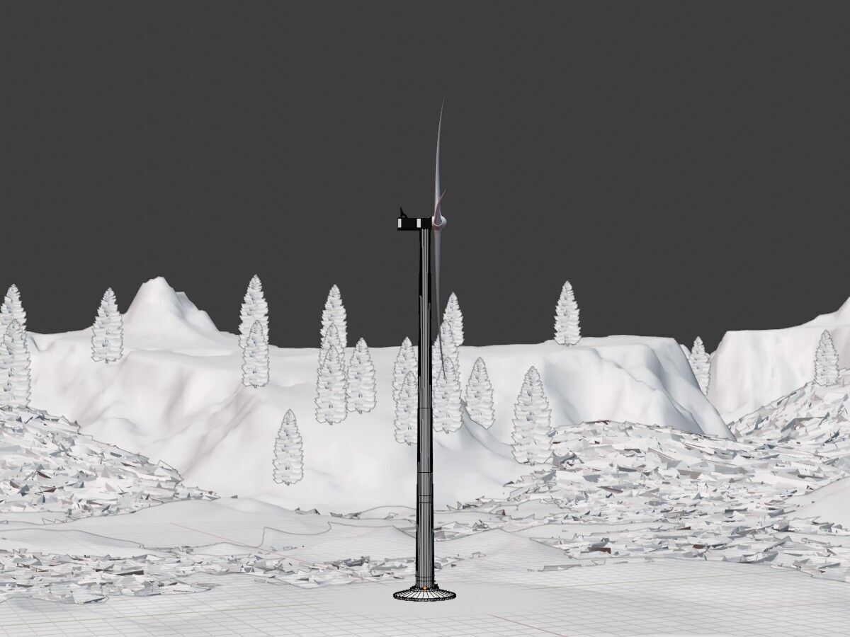 Wind turbine V1 H-175 RD 172 m Animation and Foundation Low-poly 3D model_12