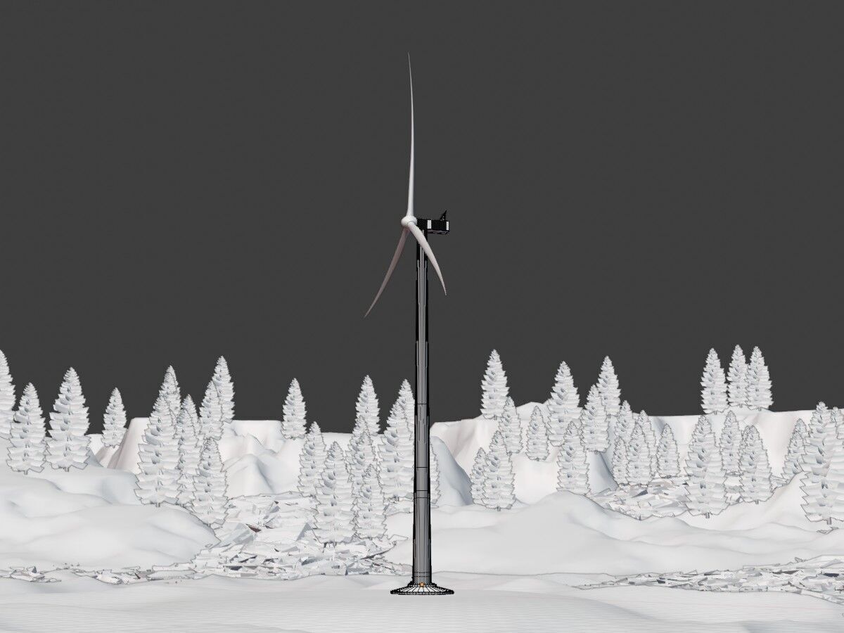 Wind turbine V1 H-175 RD 172 m Animation and Foundation Low-poly 3D model_10