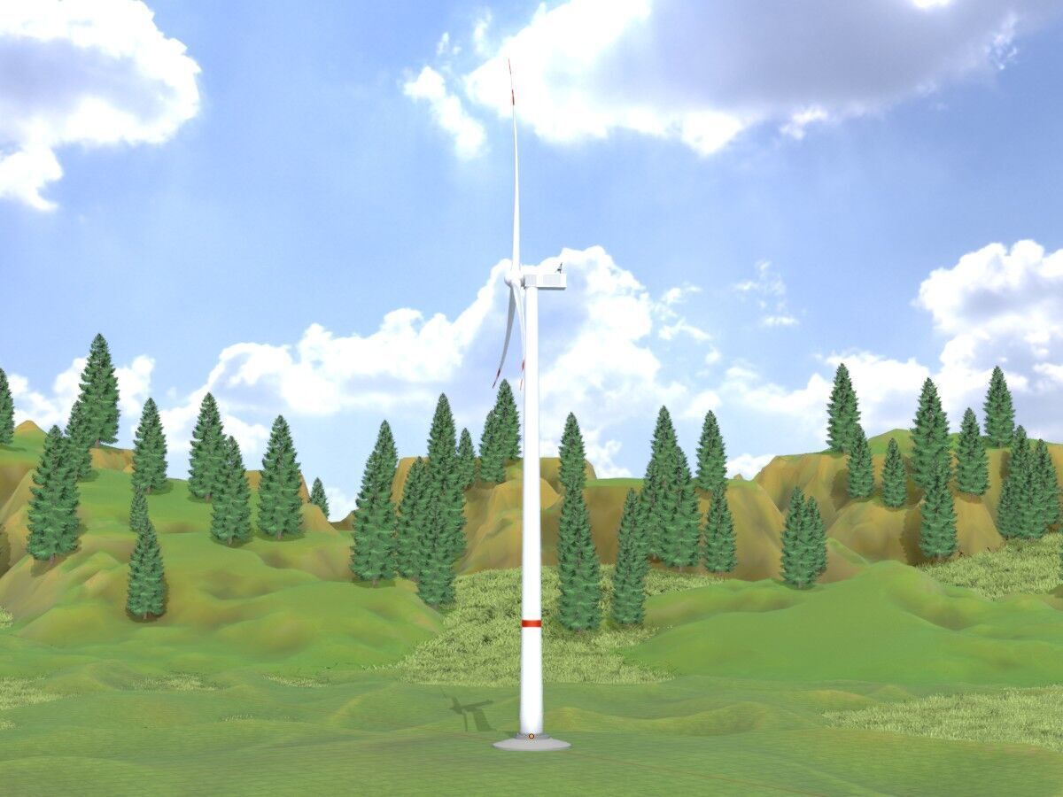 Wind turbine V1 H-175 RD 172 m Animation and Foundation Low-poly 3D model_14
