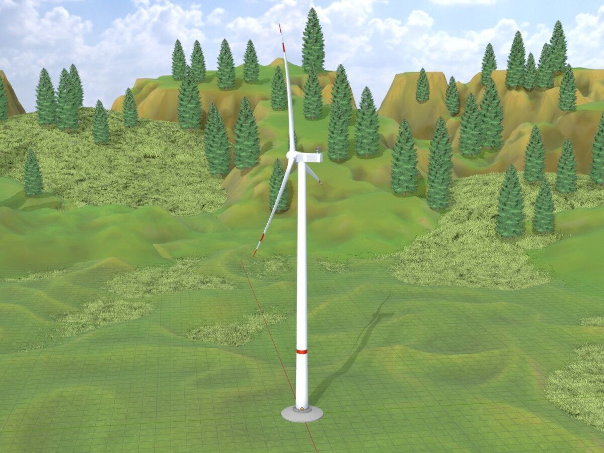 Wind turbine V1 H-175 RD 172 m Animation and Foundation Low-poly 3D model_19