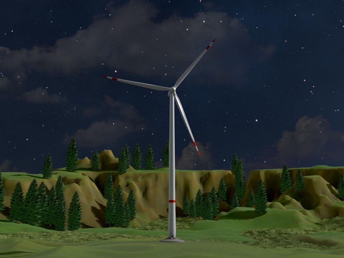 Wind turbine V1 H-175 RD 172 m Animation and Foundation Low-poly 3D model_20