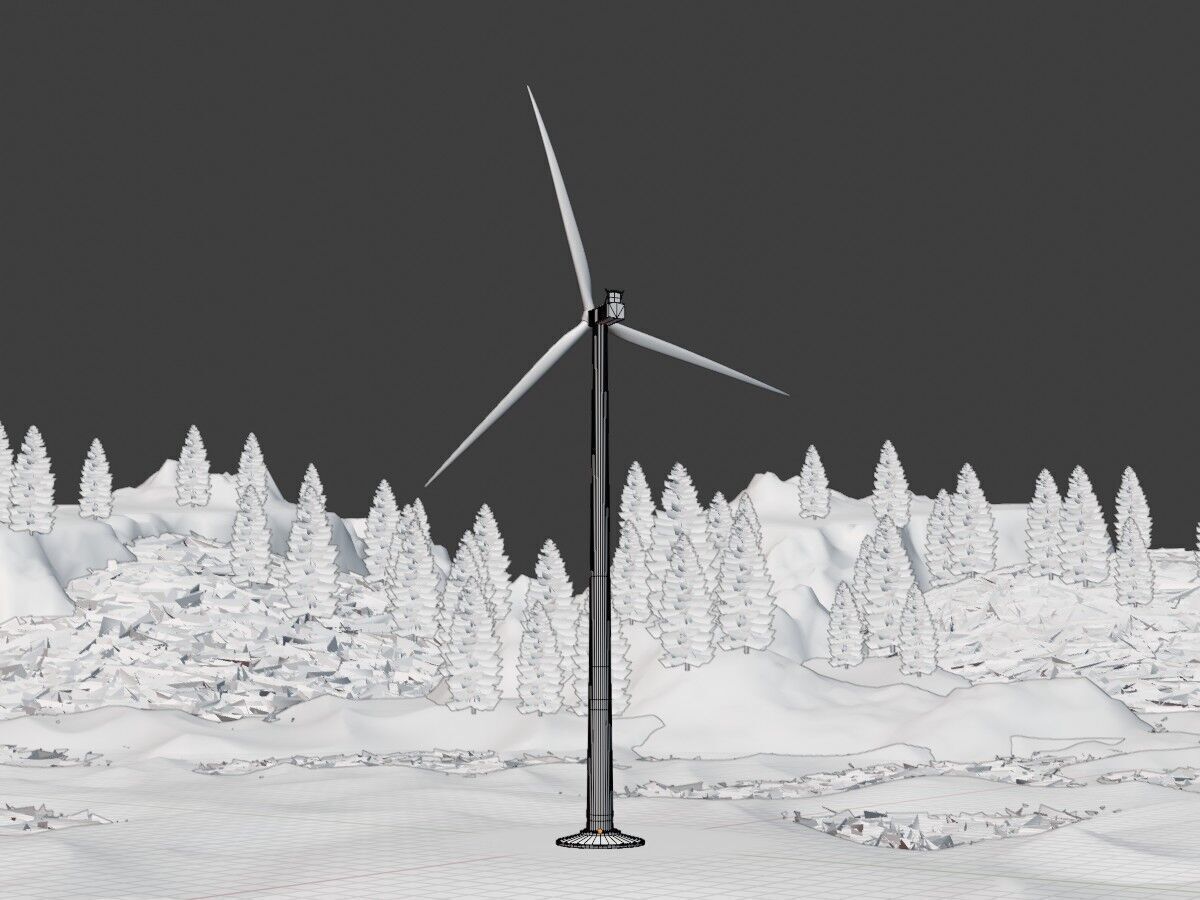 Wind turbine V1 H-175 RD 172 m Animation and Foundation Low-poly 3D model_11