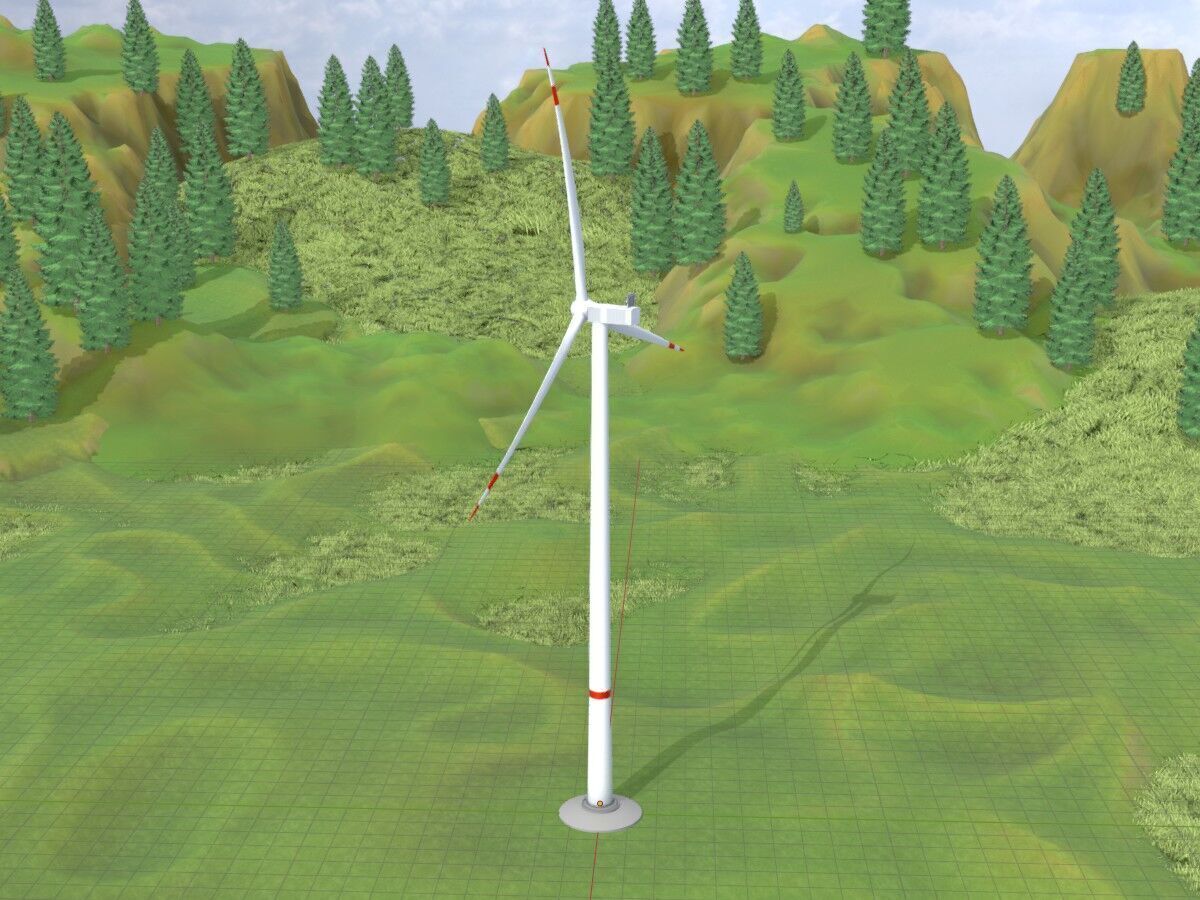 Wind turbine V1 H-175 RD 172 m Animation and Foundation Low-poly 3D model_15