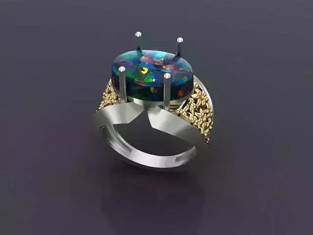 Opal gold ring 3D print model