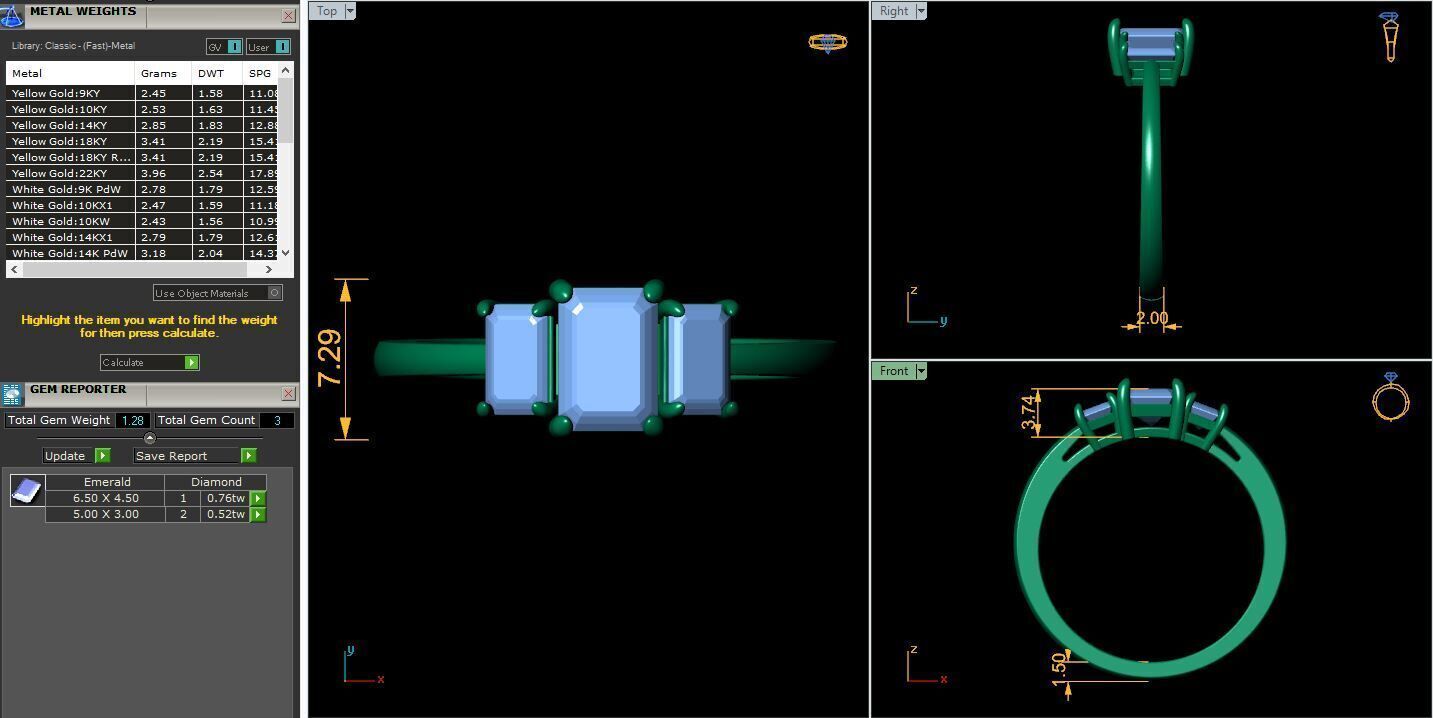 3 Stone Diamond Ring 3d Model and Render 3D print model_12