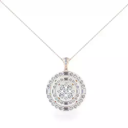 Two Halo Diamond Pendent 3d Model and Render 