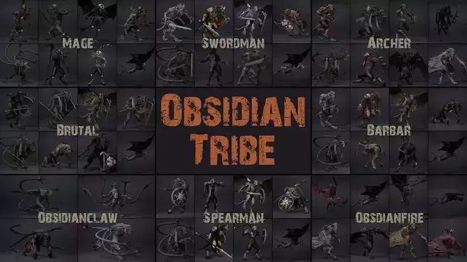 Obsidian Tribe 3D Model Collection