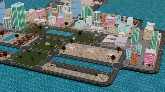 City Environment Low poly Game Ready