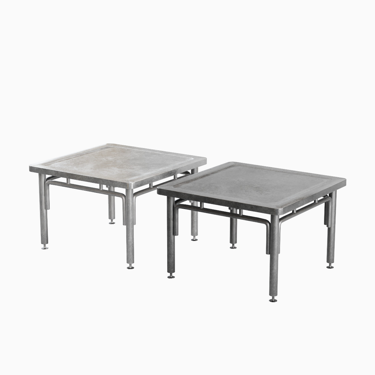 Steel Table Set Low-poly 3D model_3